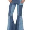 Smiffy's Patchwork 70s Deluxe Double Denim Ladies Flares