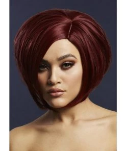Smiffys Womens Karen Deep Red Blend Heat Resistant Accessory Wig