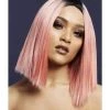 Smiffys Kylie Coral Pink Heat Resistant Accessory Wig