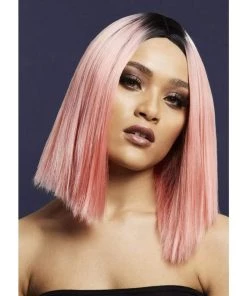 Smiffys Kylie Coral Pink Heat Resistant Accessory Wig