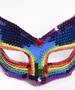 Rubies Womens Rainbow Sequin Half Mask For Adults