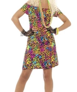 Smiffy's Party Animal 80s Neon Print Retro Women's Costume Womens