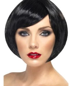 Smiffy's Trixie Bob Short Black Straight Wig Womens Costume Fancy Dress Cosplay Hair