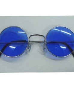 Carnival Products Hippie Blue Round Glasses Rock Star Costume Sunglasses Womens