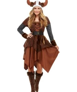 Smiffys Womens Brown Viking Barbarian Women's Costume