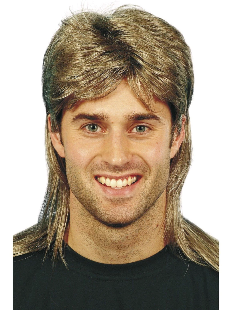 Smiffy's Mens Mullet Brown With Blonde Highlights Wig 3 Smiffy's Mens Mullet Brown With Blonde Highlights Wig