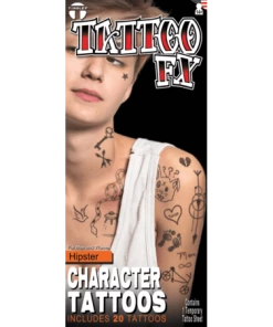 Tinsley Transfers Hipster Stick & Poke Style Temporary Face Tattoo Mens