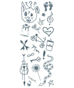 Tinsley Transfers Hipster Stick & Poke Style Temporary Face Tattoo Mens
