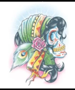 Tinsley Transfers Day Of The Dead Lady Gitanos Temporary Tattoo