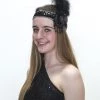 Interalia Womens Flapper Black 20's Costume Headband With Flower
