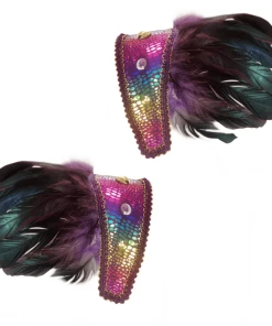 Sweidas Womens Feather Rainbow Epaulettes