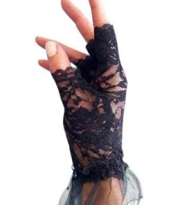 Carnival Products Eighties Black Finger-less Lace 80's Costume Gloves