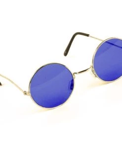 Sweidas Womens Hippie Blue Round Lennon Glasses Rock Star Costume Sunglasses