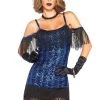 Leg Avenue Womens Gatsby Flapper Blue Sequin Fringed 1920s Costume