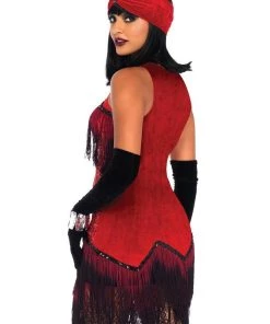Leg Avenue Womens Gatsby Girl 1920s Burgundy Sequin Fringed Flapper Costume