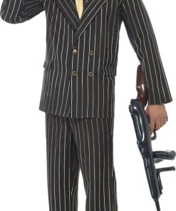 Smiffy's Pin Striped Gold 1920's Gatsby Gangster Mens 20s Costume