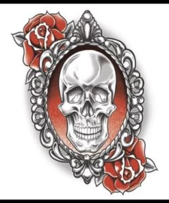 Tinsley Transfers Gothic Skull And Roses Temporary Tattoo Womens