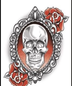 Tinsley Transfers Gothic Skull And Roses Temporary Tattoo Womens
