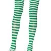 Music Legs Green And White Striped Stay-up Thigh High Stockings Womens