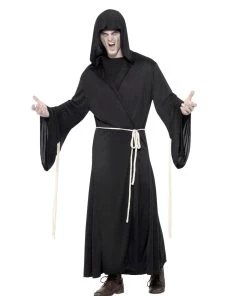 Smiffy's Mens Grim Reaper Black Hooded Halloween Robe