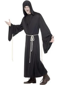 Smiffy's Mens Grim Reaper Black Hooded Halloween Robe