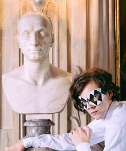 Carta Alta Mens Harlequin Black And White Venetian Masquerade Mask