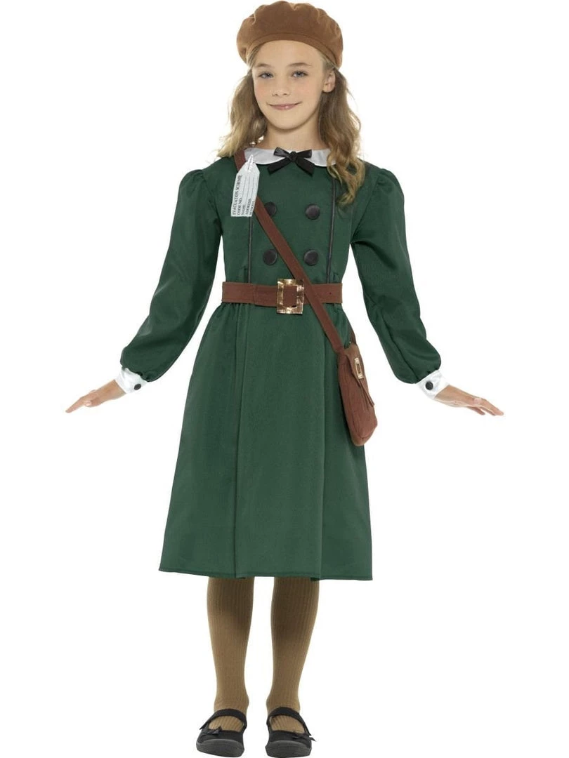 Smiffys Historical WW2 Evacuee Girl Children's Costume Tween 3 Smiffys Historical WW2 Evacuee Girl Children's Costume Tween