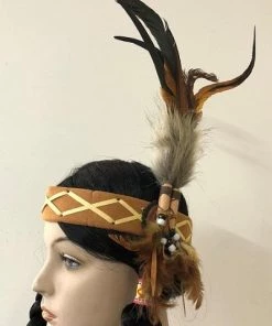 Interalia Indian Headband Pheasant Feather American Native Headdress Womens