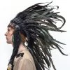 Interalia Indian Headdress Black Feather Native American Chief Quality Headgear Womens