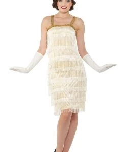 Karnival Costumes Womens 1920s Ivory Flapper Costume For Women