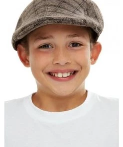 Smiffy's Newspaper Boy Flat Cap Kids Old Fashion Tweed Hat