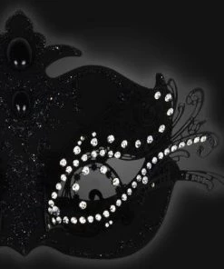 Carta Alta Extravaganza Mask For Ladies Black Deluxe Venetian Masquerade Womens