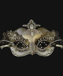 Carta Alta Extravaganza Ladies White Deluxe Mask Venetian Masquerade Womens