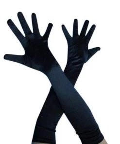 Carnival Products Womens Flapper Long Black Satin Lycra Stretch Deluxe Gloves