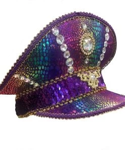 Sweidas Mardi Gras Festival Hat Purple Sequin Visor Womens
