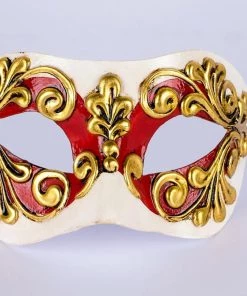 Carta Alta Masquerade White Red And Gold Mask Womens