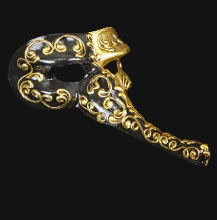 Carta Alta Long Nose Masquerade Male Venetian Mask Gold & Black 4 Carta Alta Long Nose Masquerade Male Venetian Mask Gold & Black