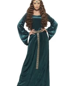 Smiffy's Womens Maid Marion Medieval Emerald Fancy Dress Costume