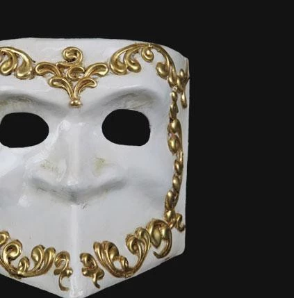 Carta Alta Mask Men's Venetian White & Gold Baroque Masquerade 5 Carta Alta Mask Men's Venetian White & Gold Baroque Masquerade