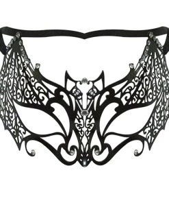 Sweidas Metal Masquerade Mask Black Bat Filigree