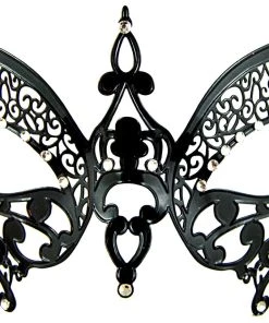 Sweidas Metal Masquerade Mask Black Butterfly Filigree