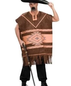 Tomfoolery Mens Mexican Poncho Brown