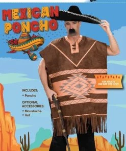 Tomfoolery Mens Mexican Poncho Brown