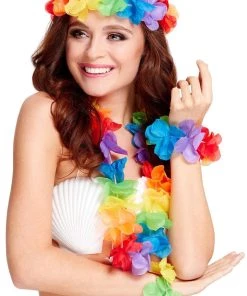 Smiffy's Hawaiian Multi-Coloured 4 Piece Lei Costume Set