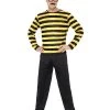 Smiffys Odlaw Where's Wally? Black & Yellow Adult Costume For Men Mens