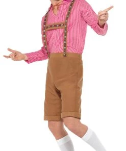 Smiffy's Oktoberfest Mr Bavarian Light Brown Short Lederhosen Costume