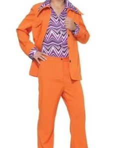 Tomfoolery Mens Orange Disco Suit