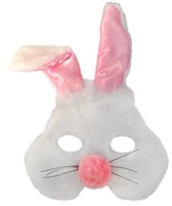 Sweidas Bunny Rabbit White And Pink Plush Mask