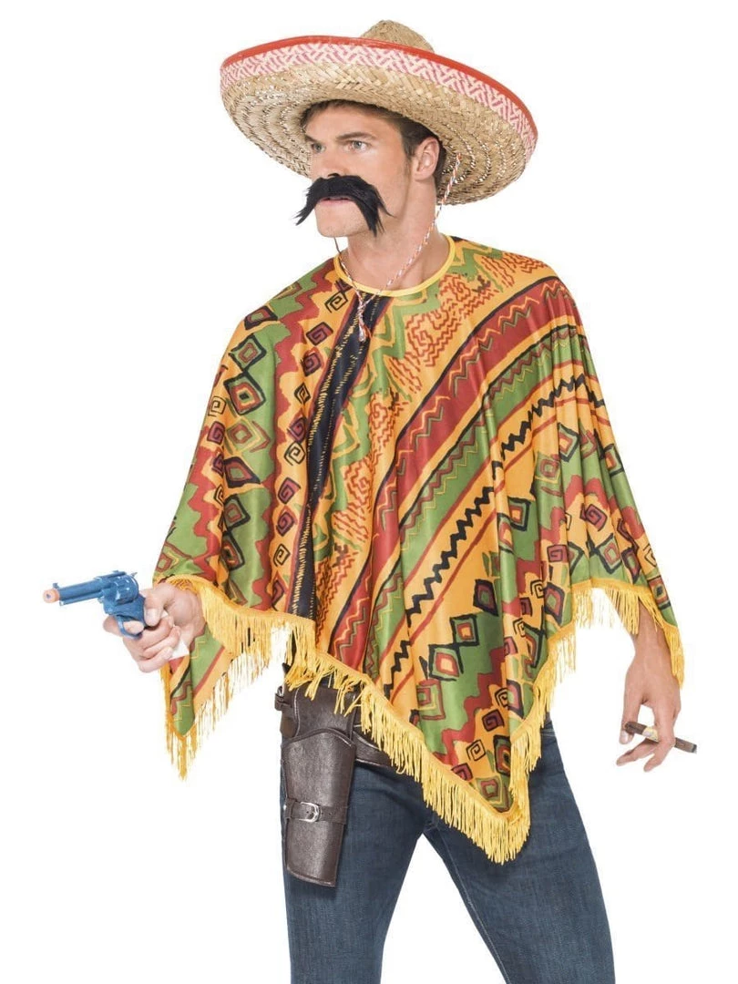 Smiffy's Poncho Mexican Instant Costume Set Mens 3 Smiffy's Poncho Mexican Instant Costume Set Mens