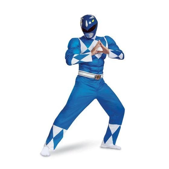 Disguise Power Rangers Mighty Morphin Blue Ranger Adult Costume Mens 3 Disguise Power Rangers Mighty Morphin Blue Ranger Adult Costume Mens